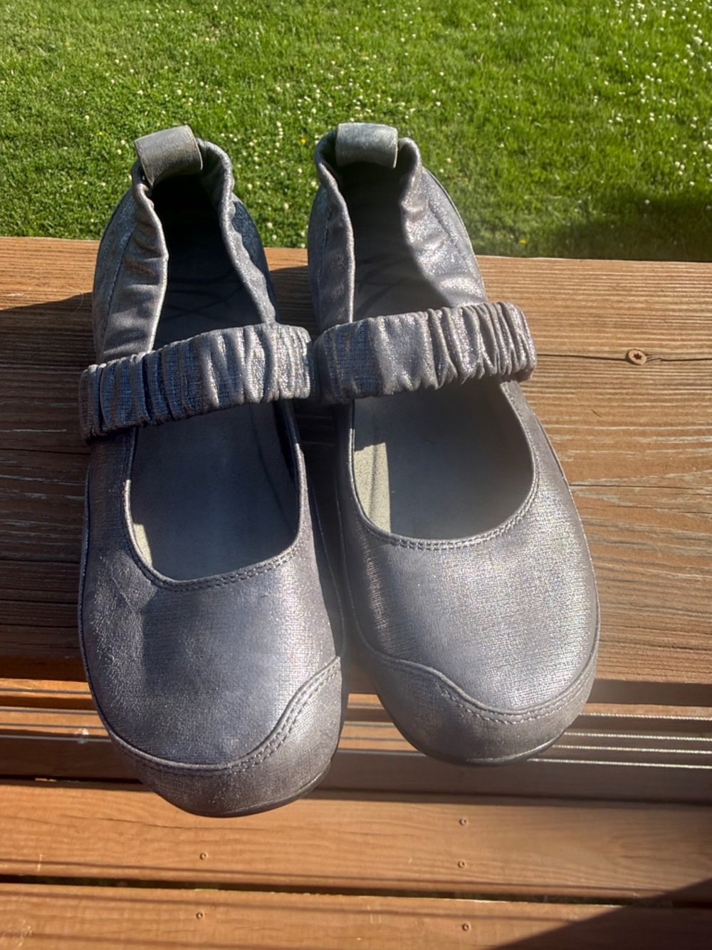 Dansko Chrissy Mary Jane Flats Silver / Pewter Metallic Leather Size 39